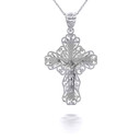 Silver Filigree Jesus Crucifix Cross Pendant Necklace