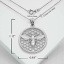 Silver Beaded Queen Bee Hive Honey Comb Pendant Necklace With Measurements