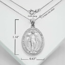 White Gold Virgin Saint Mary Prayer Oval Coin Medallion Pendant Necklace With Measurements