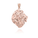 Rose Gold Diamond Cut Lion Head Pendant