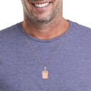 Rose Gold Firefighter Logo "First In Last Out" Pendant Necklace on Male Model