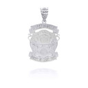 White Gold Firefighter Logo "First In Last Out"  Pendant