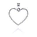 White Gold Heart Outline Shape with Diamonds Pendant