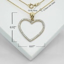 Gold Heart Outline Shape with Diamonds Pendant Necklace With Measurements