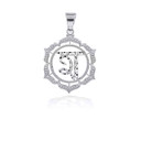 White Gold Indian Hindu Initial Letter "A" Pendant