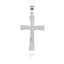 White Gold Patterned Crucifix Cross Pendant