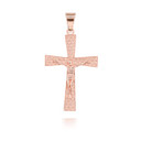 Rose Gold Patterned Crucifix Cross Pendant