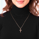 Rose Gold Patterned Crucifix Cross Pendant Necklace On Model