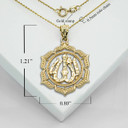 Gold Milgrain Border Allah Pendant Necklace With Measurements