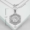 Silver Milgrain Border Allah Pendant Necklace With Measurements