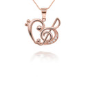 Rose Gold Music Heart Treble Clef Pendant Necklace