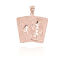 Rose Gold Hammered Ace and King of Spades Blackjack Poker Playing Cards Pendant