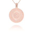 Rose Gold IHS Symbol Holy Name of Jesus Pendant Necklace