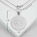 Silver Personalized United States Army Coin Medallion Reversible Pendant Necklace With Measurements