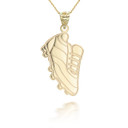 Yellow Gold Personalized Soccer Cleats Fútbol Sports Reversible Pendant Necklace