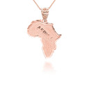 Rose Gold Africa Map Outline Pendant Necklace 