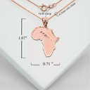 Rose Gold Africa Map Outline Pendant Necklace With Measurements