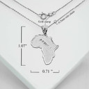 White Gold Africa Map Outline Pendant Necklace with Measurement