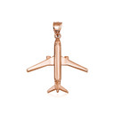 Gold Airplane Travel Charm Pendant Necklace (Available in Yellow/Rose/White Gold)