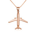 Gold Airplane Travel Charm Pendant Necklace (Available in Yellow/Rose/White Gold)
