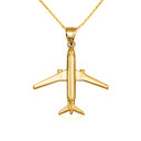 Gold Airplane Travel Charm Pendant Necklace (Available in Yellow/Rose/White Gold)