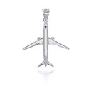 Airplane Travel Charm White Gold Pendant