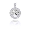 Silver Hammered Dog Paw Print Pendant