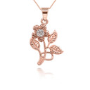 Cute Rose Gold Small Rose Pendant Necklace