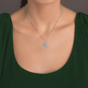 Cute White Gold Small Rose Pendant Necklace On Model