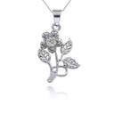 Cute Silver Small Rose Pendant Necklace