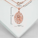 Rose Gold Sparkle Cut Rose Butterfly Pendant Necklace With Measurements