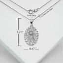 White Gold Sparkle Cut Rose Butterfly Pendant Necklace With Measurements