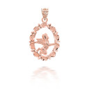 Rose Gold Sparkle Cut Flowing Baby Angel Pendant