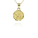 Gold Mini Angel Disc Pendant Necklace (Available in Yellow/Rose/White)