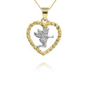 Two-tone Angel Heart Pendant Necklace