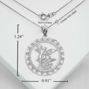 .925 Sterling Silver Patron Saint Michael Archangel Round Pendant Necklace With Measurements