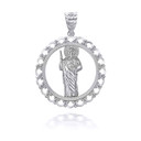 .925 Sterling Silver Patron Saint Jude Round Pendant