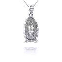 White Gold Our Lady Of Guadalupe Pendant Necklace