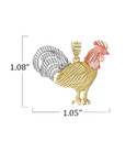 Tri-tone Small Rooster Pendant Necklace With Measurements