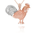 Two-tone Large Rooster Pendant Necklace
