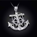 White Gold Jesus Mariner Pendant Necklace