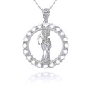 Silver Santa Muerte Patron Saint of Death, Protection, and Healing Openwork Pendant Necklace