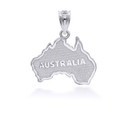 White Gold Australia Map Pendant Necklace