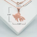 Rose Gold Good Luck Goldfish Charm Pendant Necklace with measurement