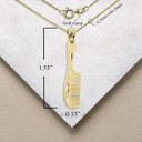 Yellow Gold Hair Comb Charm Pendant Necklace with measurement