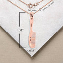 Rose Gold Hair Comb Charm Pendant Necklace with measurement