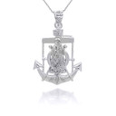 Silver Saint Mary Mariner Pendant Necklace