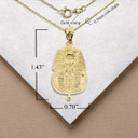 Yellow Gold Ancient Egyptian Pharaoh King Tutankhamun Pendant Necklace with Measurement