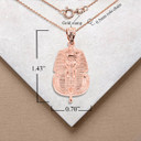 Rose Gold Ancient Egyptian Pharaoh King Tutankhamun Pendant Necklace with Measurement