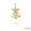 Two Tone Mini Jesus Mariner Crucifix Pendant